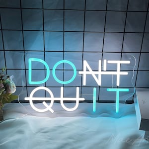 Placa de neon Dont Quit, decoração de academia em casa, decoração de parede de academia, placa de caverna do homem, presente para namorado, presentes de volta às aulas, citações motivacionais de academia