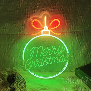 Letreiro de neon com enfeite de Natal | Enfeite de árvore de Natal | Letreiro de LED com enfeite de Natal | Presentes fofos de Natal | Decoração de parede | Decoração de festa