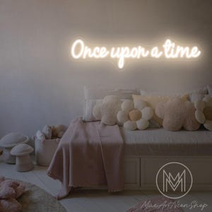 Placa de neon Era Uma Vez, Placa de Canto de Leitura, Placa de Era Uma Vez, Decoração de Parede para Berçário, Decoração para Sala de Brinquedos, Decoração para Quarto Infantil