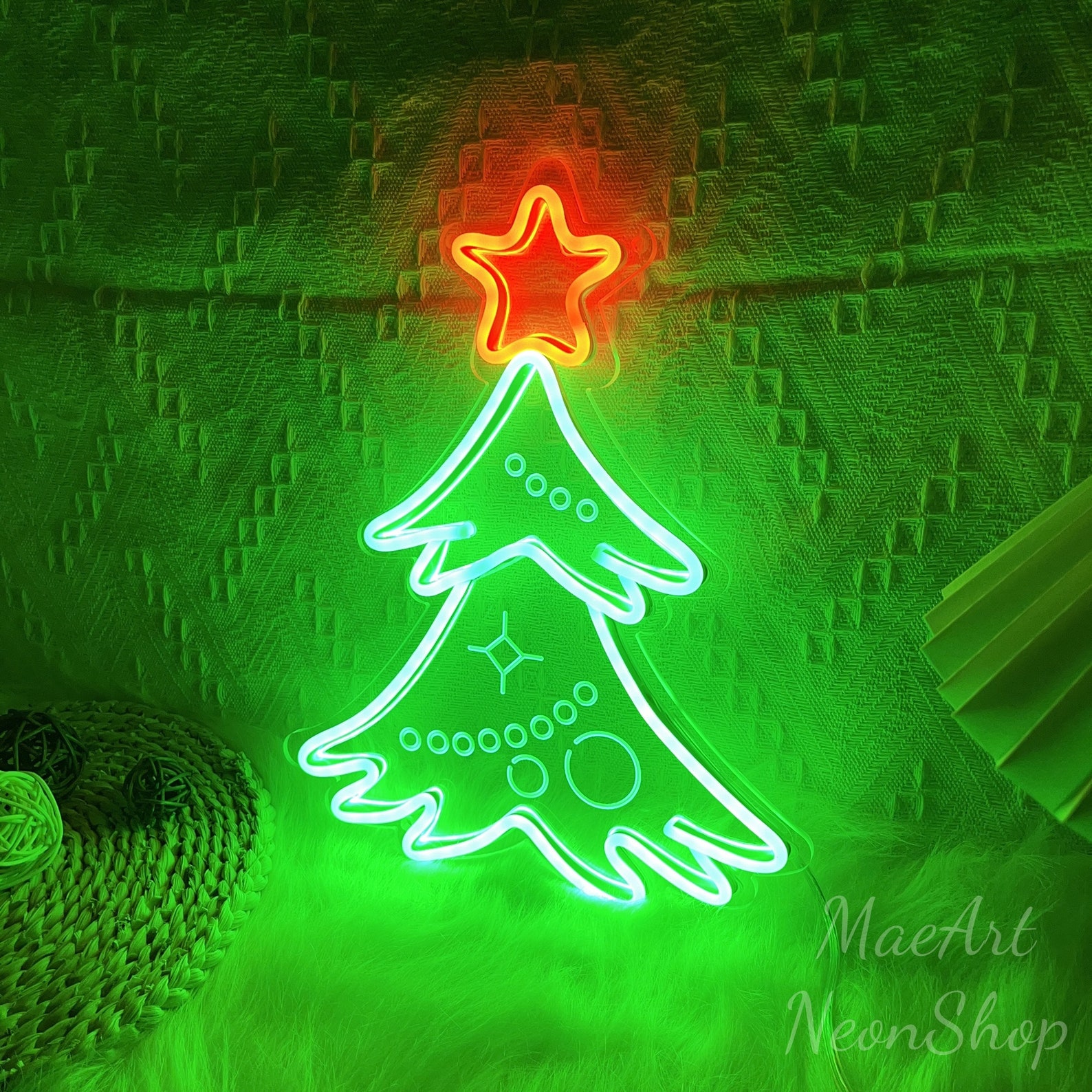 Christmas Tree LED Neon Sign - Battery/USB Powered Night Light For Holiday Home Decor