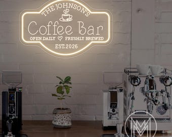 Custom Coffee Bar Neon Sign,Personalized Coffee Bar Sign,Cafe Shop Sign,Coffee Bar Sign For Kitchen,Coffee Corner Decor,Coffee Lover Gift