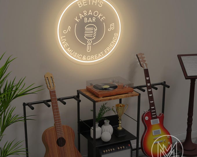 Custom Karaoke Bar Neon Sign,Personalized Neon Karaoke Bar Sign,Home Bar Wall Decor,Music Party Wall Art