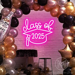 Placa de neon personalizada para formatura da turma de 2025, luz neon para festa de formatura da turma de 2025, parabéns, baile de formatura de 2025, decoração de parede para festa com luz LED, presente de formatura