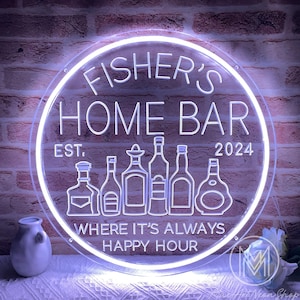 Custom Bar Neon Sign, USB Engraved Home Bar LED Neon Light Wall Decor Cocktail Beer Man Cave Sign,Personalized Father&#39;s Day Gifts For Him