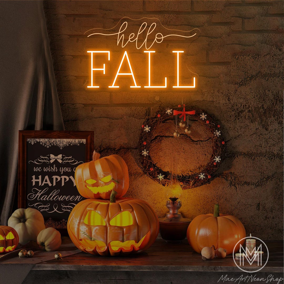 Neon Fall Hello Fall Neon Sign Hello Fall Room Decor Autumn Party Garden Sign ...