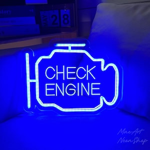 チェックエンジンネオンサイン、USBライトアップサイン、自動車ショップの看板、車のネオンサイン、車好きの方へのギフト、父の日のギフト、ガレージサイン、お父さんへのギフト