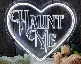 Haunt Me Gothic Leuchtreklame, Haunt Me Leuchtreklame Herz, Goth Love Zeichen, Halloween Dekor, Gothic Herz Wandbehang, Gothic Wohndekor