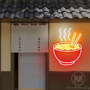 Ramen Bowl Neon Sign, Custom Japanese Noodles Restaurant Neon Light, Kitchen Gaming Room Wall Decor Japanese Food Bar Business Sign