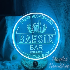 Insegna al neon personalizzata per bar, decorazione da parete con luce al neon a LED per bar di casa con incisione USB, insegna per cocktail, birra, caverna per uomini, regali personalizzati per la festa del papà per lui