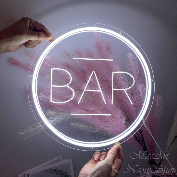 Neon Bar Sign Wall Decor, Round Bar Neon Light, Bar Light Up Sign, Personalized Gifts, Custom Bar Neon, Home Bar Party Decor, Home Bar Decor