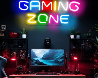 Letrero de neón para zona de juegos, luz de neón LED personalizada para sala de juegos, decoración de sala de juegos, regalos para la cueva del hombre, regalo para amantes de los juegos, regalo para novio, regalo para esposo