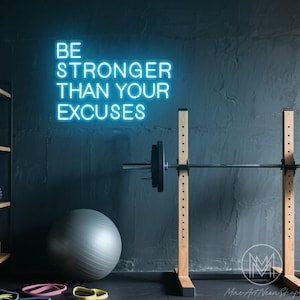 Be Stronger Than Your Excuses Neon Sign Gym Wall Neon Light Gym Exercise Motivational Sign Fitness Center Wall Decor Office Gym Neon Sign