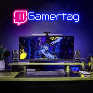 Placa de neon personalizada para Gamer Tag, Placa de streaming, Placa de neon para Twitch, Placa para sala de jogos, Decoração para sala de jogos, Presente para marido, Decoração para ManCave, Presentes de Natal