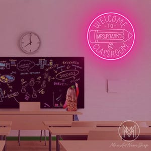Custom Teacher Name Neon Sign Personalized Teacher Name LED Sign Teacher Welcome Sign Gifts For Teacher Door LED Hanger Teacher Gifts