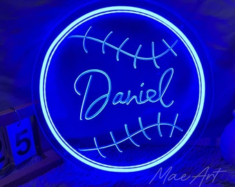 Letrero de neón con nombre personalizado para niños, letrero de neón de béisbol, letrero de neón personalizado, decoración de habitación infantil, regalo para niños, regalo de béisbol, regalos de Navidad