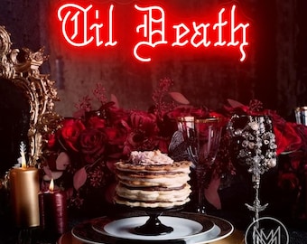 Til Death Enseigne Néon Gothique Cadeau Personnalisé Mariage Signe Personnalisé Nom Gothique Mariage Signe Halloween Mariage Signe Gothique Décoration d'intérieur