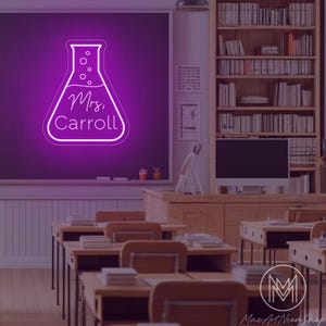 Custom Teacher name Neon Sign Science Classroom Chemistry Wall Decor Science Door Sign Classroom Neon Sign Science Beaker Sign Teacher Gift