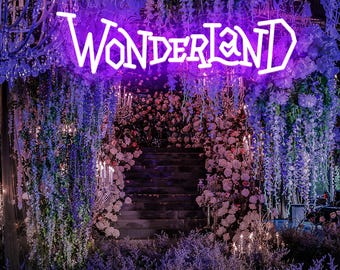 Wonderland Neon Sign, Wonderland Led Signs, Neon Sign Custom, Kids Room Decor, Pink Wall Decor, Wonderland Led Light Up Sign, Girl Room Sign