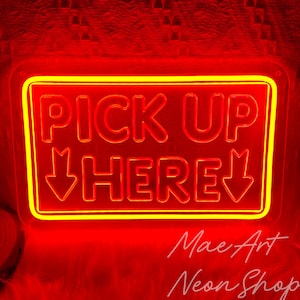 Pick Up Here Business Sign, Order Here Sign, USB Led Light, Cafe Decor, Food Truck Sign, Signage for Restaurant, Coffee Shop Signage