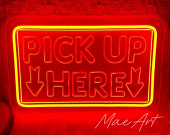 Pick Up Here Business Sign, Order Here Sign, USB Led Light, Cafe Decor, Food Truck Sign, Signage for Restaurant, Coffee Shop Signage