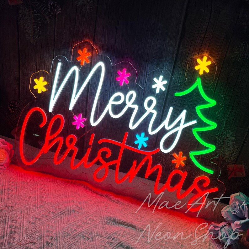 Merry Christmas Neon Sign, Led Christmas Lights, Christmas Wall Decor