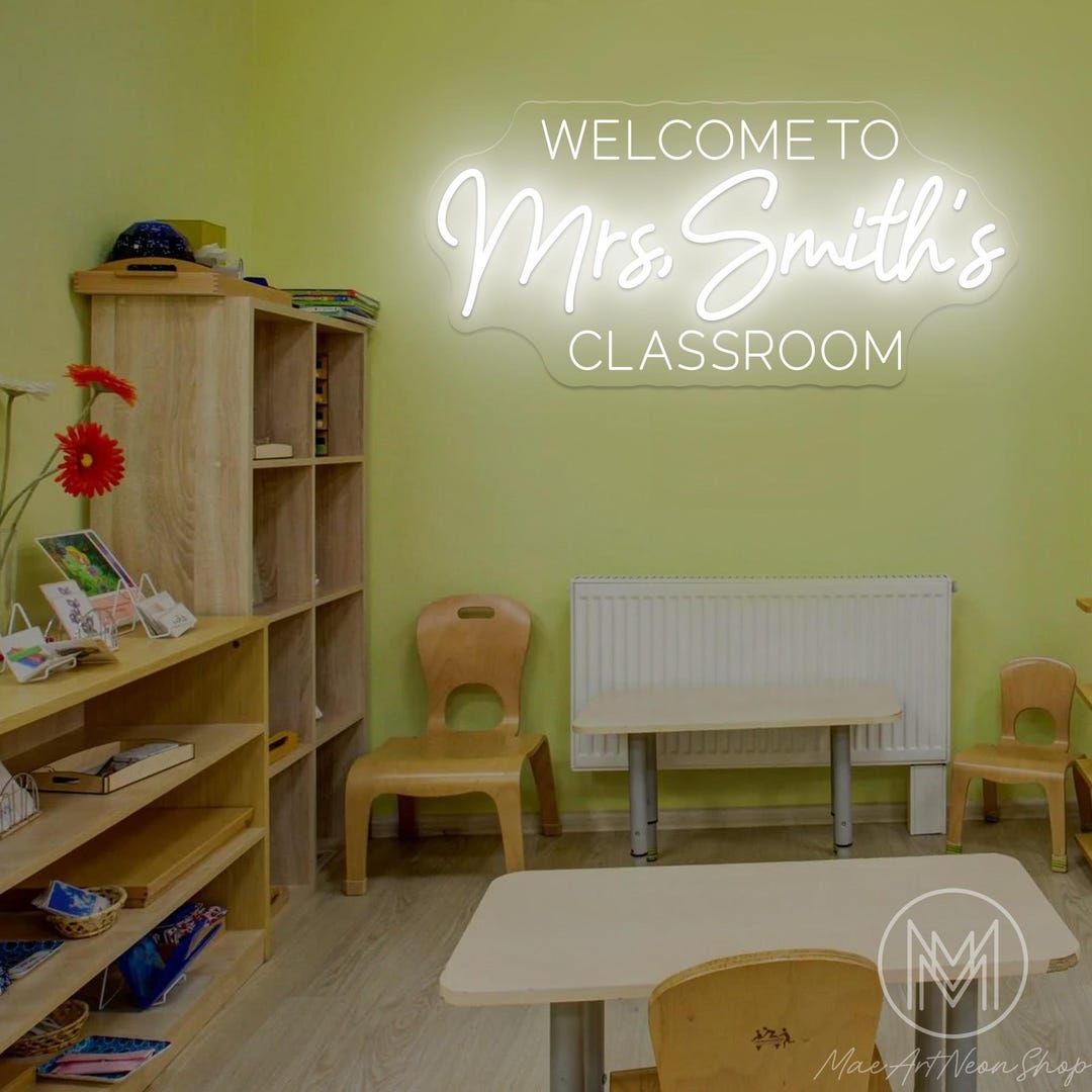 Custom Teacher Name Neon Sign Personalized Teacher Name Sign Welcome ...