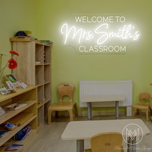 Custom Teacher Name Neon Sign Personalized Teacher Name Sign Welcome Classroom Decor Teacher Welcome Sign Gift for Teacher Door LED Hanger