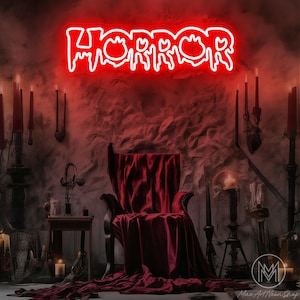 Neonreclame horrorfilm HORROR-film neonreclame gotisch decor Halloween-neonbord Dark Art teken eng Halloween-feestdecor Spooky Room Decor