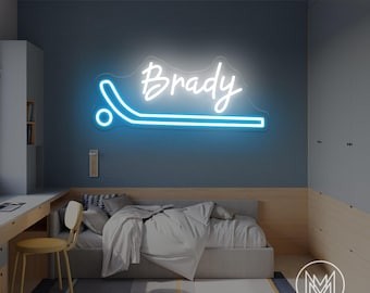 Custom Hockey Neon Sign Hockey Name Neon Sign Teens Boy's Bedroom Wall Decor Sports Custom Kids Name Sign Hockey Gift Christmas Gift