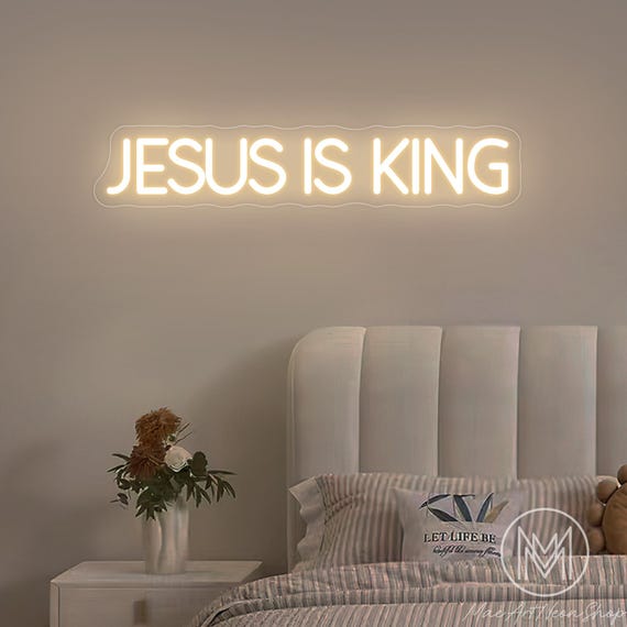 Jesus is king Neon Sign Jesus Led Light Sign Easter Neon Sign Christian Decor Bedroom decor Faith Neon Sign Religious Gift Easter Decor