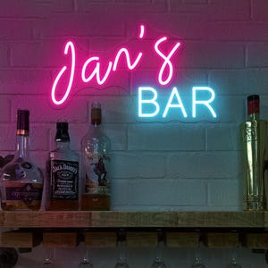 Letrero de barra con nombre personalizado, letrero de neón de barra personalizado, letrero de neón de barra abierta, letrero iluminado con LED, regalo para esposo, decoración de cueva de hombre, regalo del día del padre