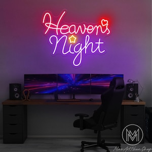 Heaven&#39;s Night Neon Sign Bedroom Decor Heavens Night Sign Neon Bachelor Party Decor Neon Sign Game Room Decor Wedding Neon Sign Gamer Gift