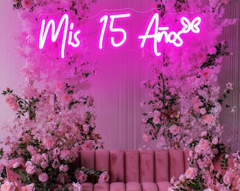 Neonbord Mis 15 Años, aangepaste ledverlichting 15e verjaardagsfeestje, feestdecor Mis Quince, bord Sweet 15 Quinceanera, verjaardagscadeaus voor kinderen