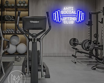 Insegna al neon per club di sollevamento pesi antisociale, insegna al neon a LED per sollevamento pesi, luce al neon per allenamento, decorazione murale per palestra domestica, decorazione murale per palestra