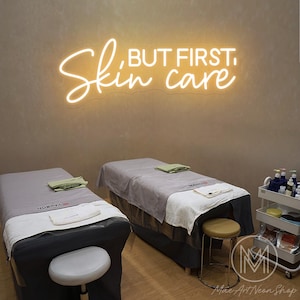 Placa de neon para cuidados com a pele, placa de neon personalizada para salão de beleza, placa de parede para cuidados com a pele, decoração para salão de beleza, decoração de parede para estética, decoração para estúdio de spa