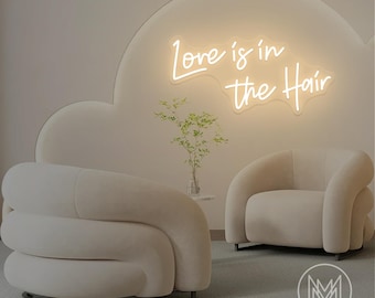Love is in the Hair Neon Sign Beauty Room Neon Sign Hair Studio Decoration Custom Business Sign Beauty Salon Neon Sign Wall Decor