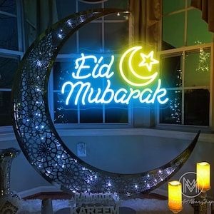 Eid Mubarak Neon Sign Custom Holidays Neon Sign Ramadan Mubarak Led Neon Light Ramadan Mubarak Party Decor Decoração de parede para casa islâmica Decoração Eid