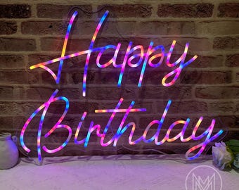 Happy Birthday Neon Sign, Birthday Neon Sign, Birthday Signs, Neon Party Backdrop, Party Neon Sign, Custom Neon Sign, Personalizable Gifts
