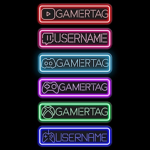 Letrero de neón de gamer personalizado, letrero iluminado por USB, letrero de gamer tag, decoración de sala de juegos, arte mural de gamers, luz LED de gamers, regalo para novio, regalo de Navidad