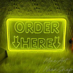 Order Here Business Sign, Order Here Sign, USB Led Light Up Sign, Cafe Decor, Business Neon Sign, Signage for Restaurant
