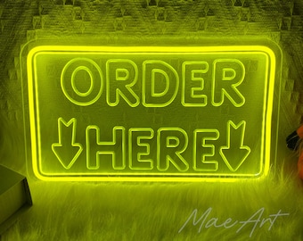 Order Here Business Sign, Order Here Sign, USB Led Light Up Sign, Cafe Decor, Business Neon Sign, Signage for Restaurant