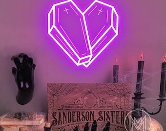 Coffin Heart Neon Sign, USB Light Up Sign, Gothic Neon Sign, Dark Gothic Wall Art, Goth Lover Gift, Goth Room Decor, Dark Decor,Easter Decor