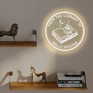 Custom Name Library Neon Sign, Home Library Sign, Library Decor, Book Lover Gift, Bookworm Gift, Library Decor, Bookshelf Decor