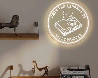 Custom Name Library Neon Sign, Home Library Sign, Library Decor, Book Lover Gift, Bookworm Gift, Library Decor, Bookshelf Decor