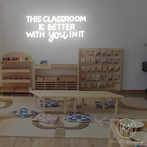 This Classroom Is Better With You In It Neon Sign Teacher Name Sign LED Light Classroom Door Hanger Welcome Door Sign Teacher&#39;s day Gift