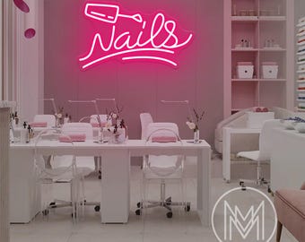 Letrero de neón para uñas, Letrero de neón personalizado, Letrero de neón para salón de uñas, Letrero de salón de belleza, Luz de neón para salón de uñas, Arte mural de neón para salón de belleza, Regalos personalizados