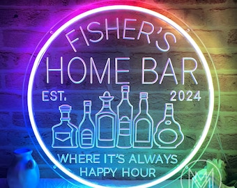 Custom Color Changing Bar Neon Sign, Rainbow Neon Sign, Open Bar Sign, RGB Dimmable Led Sign, Light Up Bar Sign For Husband,Gifts For Father