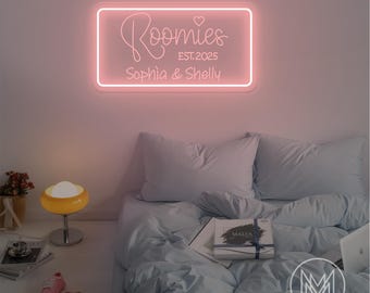 Roomies Neon Sign Custom Roommates Name Sign Dorm Room Wall Decor For College Roommates Unique Gifts for Roommate Name Neon Sign