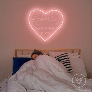 Roomies Neon Sign Custom Roommates Name Neon Sign Dorm Room Decor Heart Roommates Neon Sign Gifts for College Roommate Roomies Gift