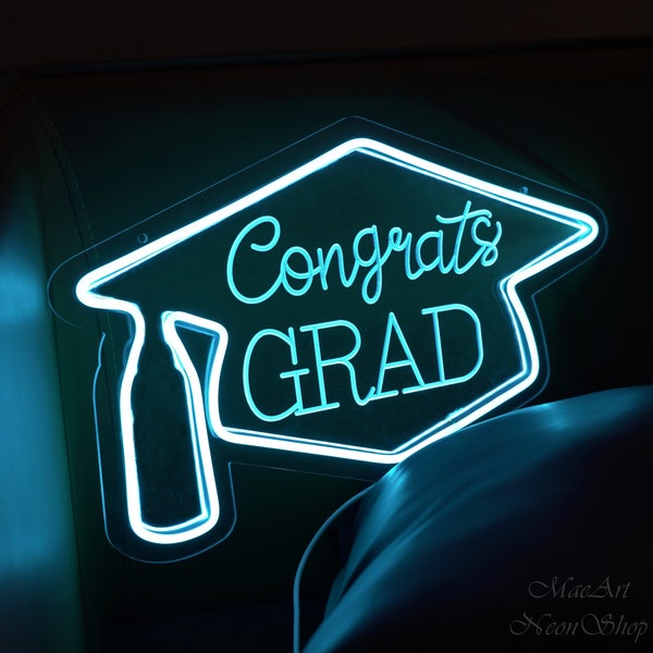 Congrats Grad Neon Sign, Graduation Party Sign, Graduation Backdrop Decor, Custom Graduation Gifts, Neon Lights Wall Decor, Gift For Her